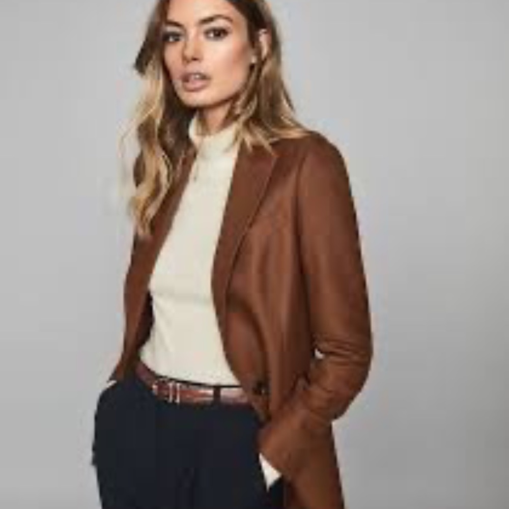 Reiss Hanbury Single Breasted Blazer in Tobacco
